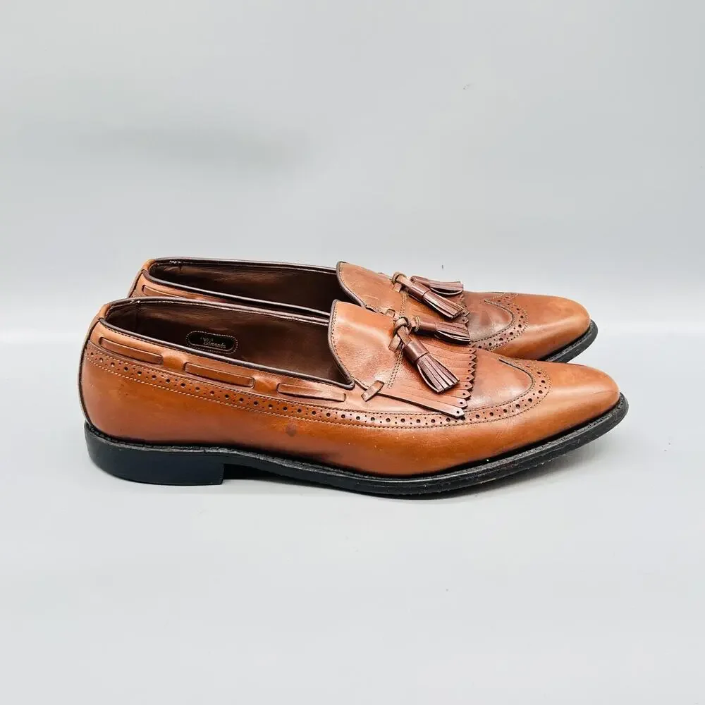 Allen Edmonds Shoes Mens 12 Brown Leather Mansfield Tassel Loafers Wingtip Dress